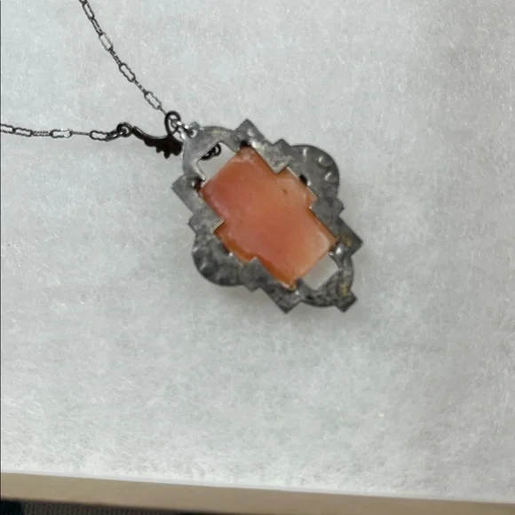 1920’s Silver and Marcasite Cameo Necklace - Picture 3 of 7